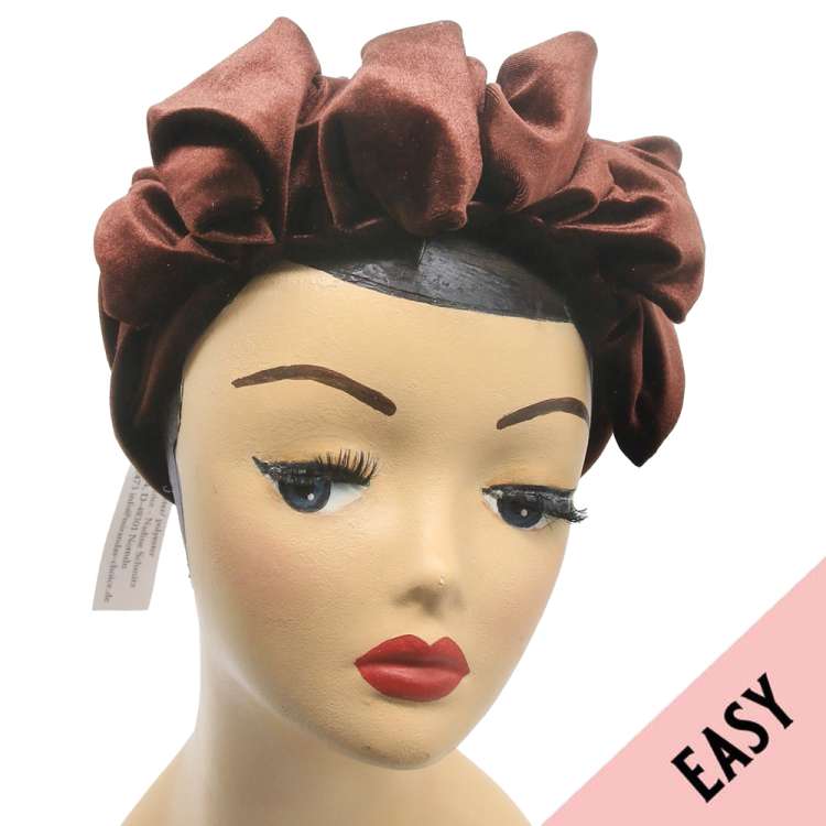Brown Velvet Easy Turban with Lots of Volume